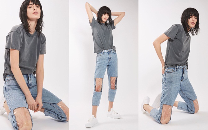 Topshop bị chê 'điên rồ' với quần jeans pha plastic 'siêu độc'