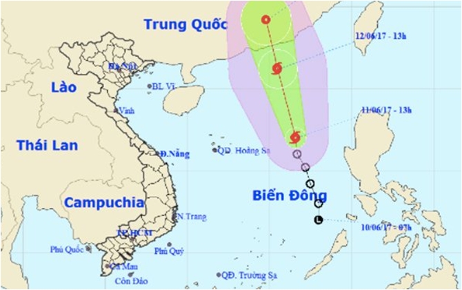 Chiều nay áp thấp nhiệt đới đã mạnh lên thành bão số 1 giật cấp 10 trên biển Đông