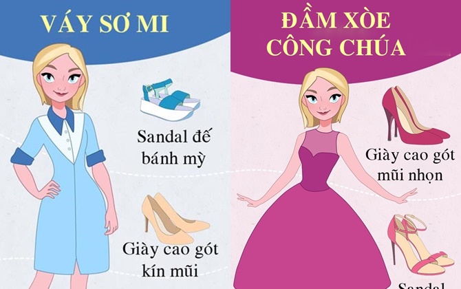 Tuyệt chiêu chọn giày dép phù hợp mọi chiếc váy