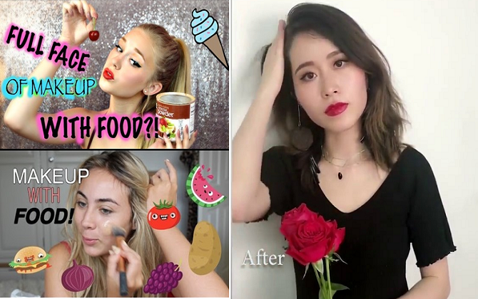 Loạt beauty blogger thế giới đua nhau khoe tài trang điểm với đồ ăn giống 'thánh ăn vụng nơi công sở'