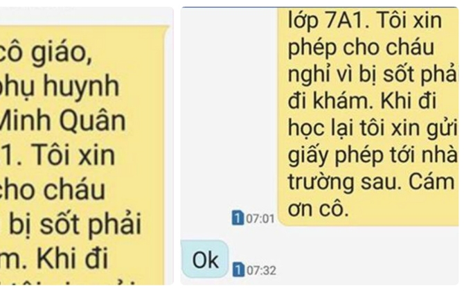 Ý kiến trái chiều vụ phụ huynh nhắn tin xin phép cho con nghỉ ốm, giáo viên trả lời “OK”