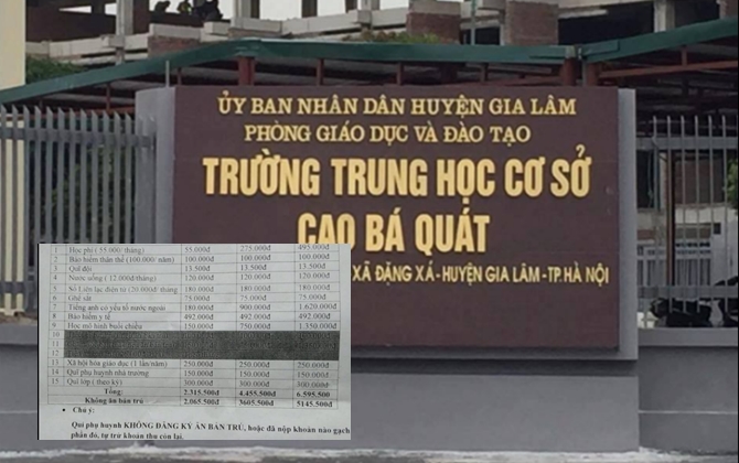 Trường THCS Cao Bá Quát thu hơn 8 triệu đầu năm học: "Những khoản thu này đều được thông qua nhiều cấp lãnh đạo, cấp phụ huynh"