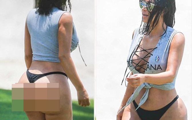 Kim Kardashian lộ 'siêu vòng 3' sần sùi, lồi lõm khi chưa photoshop