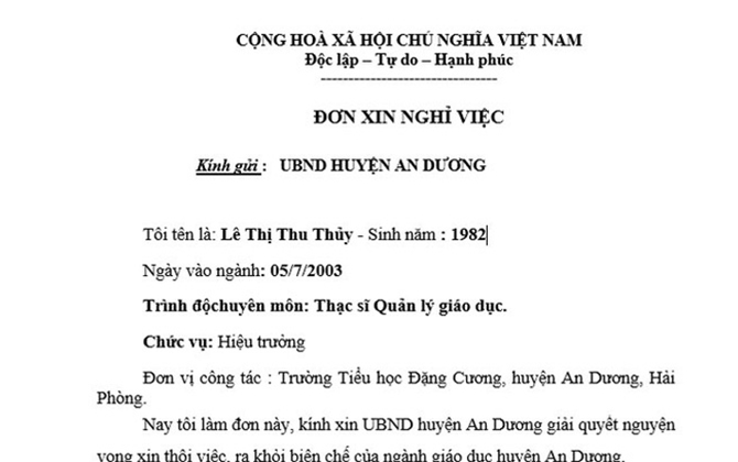 Hải Phòng: Bị tố lạm thu, trù dập giáo viên, hiệu trưởng làm đơn xin ra khỏi ngành