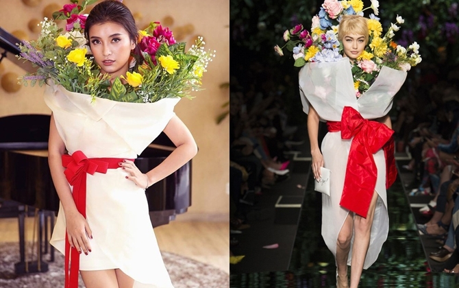 Ngang nhiên đạo thiết kế của Moschino nhưng "bó hoa" Tiêu Châu Như Quỳnh lại kém sắc trầm trọng