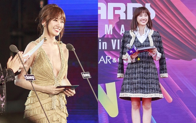 2 sắc thái của Hari Won tại MAMA 2017: Vừa "mặc nhầm" đồ công sở đã phô ngay vòng 1 trên sân khấu