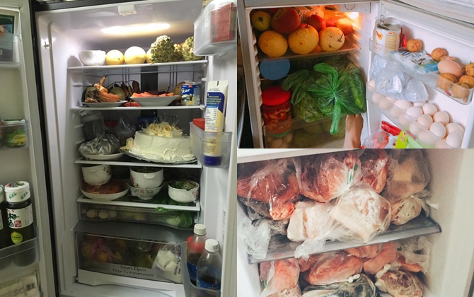 Dù ở gần hay cách xa nửa vòng trái đất, tủ lạnh của những sinh viên xa nhà luôn đầy ắp thịt cá thế này!