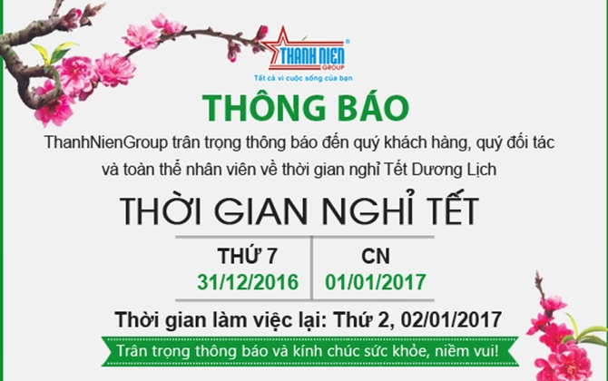 Dịp Tết dương lịch 2018, người lao động nghỉ 3 ngày