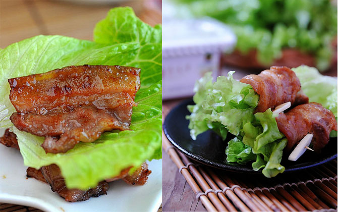 Bữa trưa quá bận rộn chỉ cần mỗi món thịt cuộn xà lách ăn cũng đủ chất mà ngon miệng