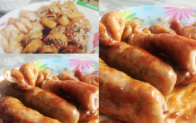 Ruột heo khìa nước dừa xiêm nhắm một miếng là mê