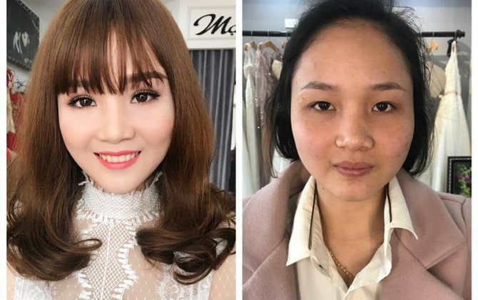 Choáng với nhan sắc “biến hình” trước và sau makeup của các phụ nữ Việt