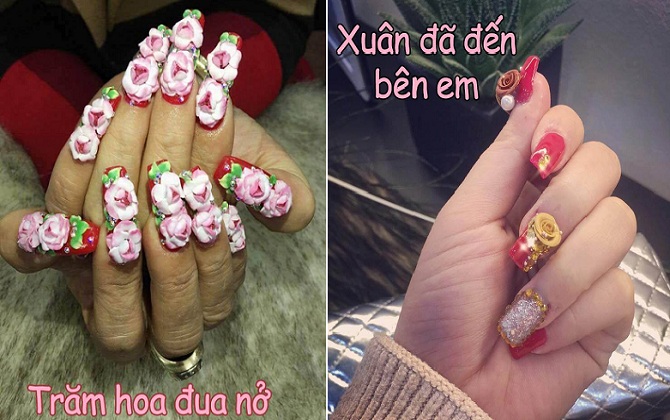 Khó đỡ với những kiểu nail diện Tết 'chất phát ngất' của chị em