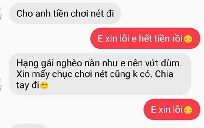 Chàng trai xin tiền bạn gái chơi net không được quay lại thóa mạ “hạng gái nghèo nàn”