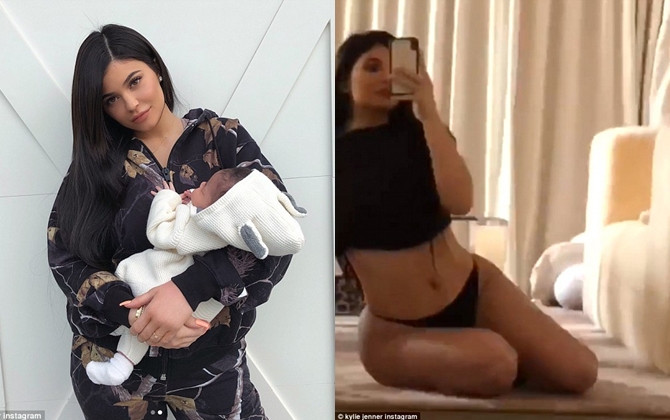 Mới sinh 1 tháng, Kylie Jenner mặc bikini tự hào khoe vòng eo con kiến khiến fan choáng váng