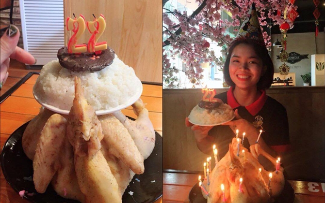 Bi hài cô nàng sinh nhật đúng Rằm Tháng Giêng: Bánh sinh nhật là xôi gà và những bát cháo lòng