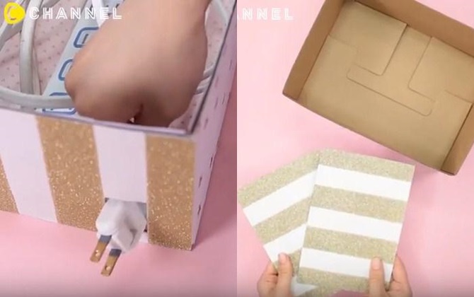 Không bao giờ lo dây sạc bị rối nhờ biết cách làm hộp đựng sạc cực chất từ hộp giấy