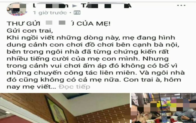 Bức thư gửi con trai của người vợ sau ngày gia đình tan vỡ vì chồng ngoại tình khiến cộng đồng mạng rơi lệ.