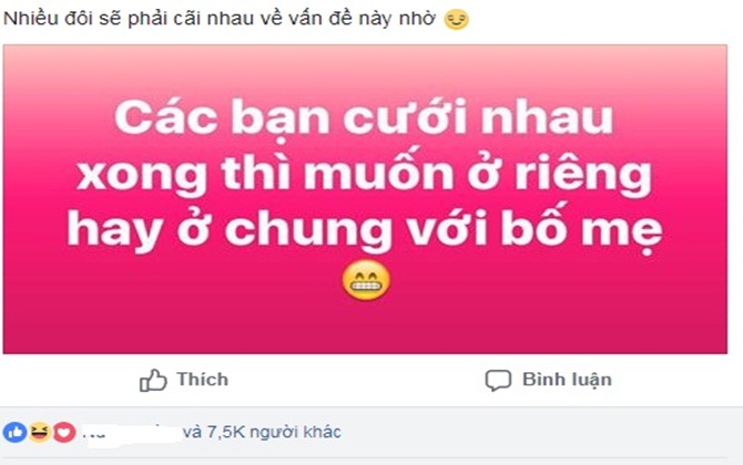 Cộng đồng mạng tranh cãi nảy lửa chuyện cưới nhau về ở riêng hay ở chung