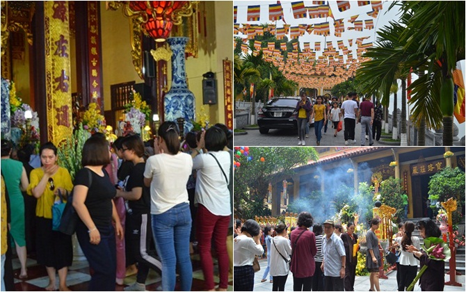 Tan ca làm sáng, dân công sở Hà Nội nườm nượp đi lễ chùa ngày Phật Đản