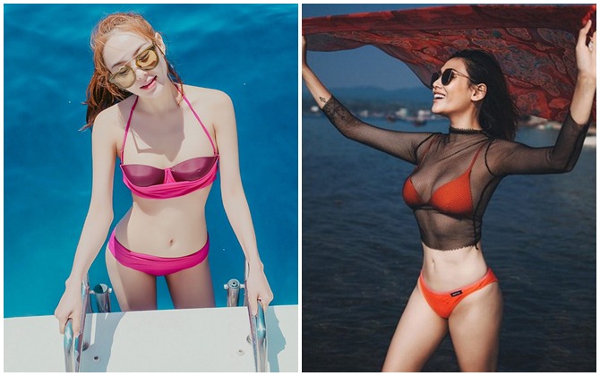 Diện bikini hiểm hóc, Minh Hằng không hề lép vế Võ Hoàng Yến