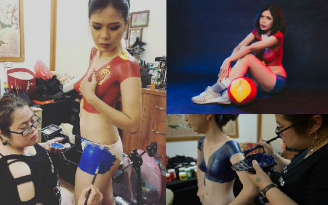 'Đột nhập' và hé lộ bí mật trong phòng vẽ body painting cổ vũ World Cup không dành cho nàng 'bánh bèo'