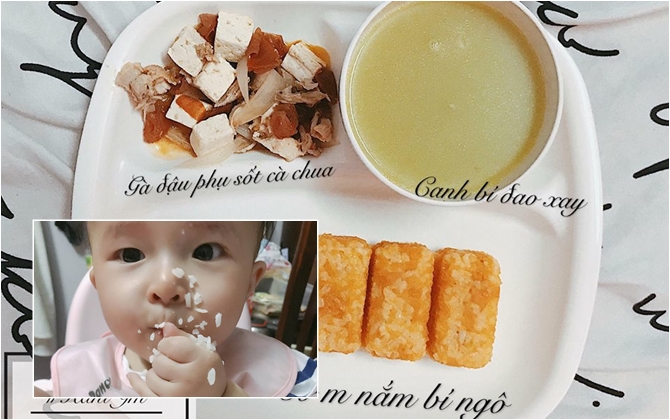 Tích tắc! Chưa đến 30 phút, bà mẹ trẻ đã hoàn thành bữa ăn dặm đầy hấp dẫn cho con