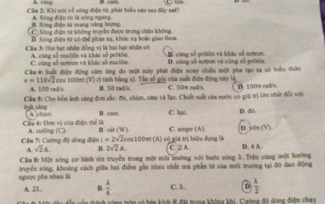 Đề thi vật lý, hóa học, sinh học kỳ thi THPT Quốc gia 2018: Nội dung có tính phân loại cao