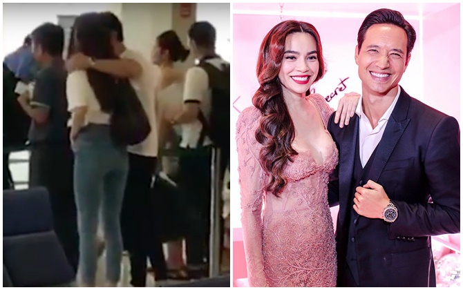 HOT: Hà Hồ - Kim Lý tình tứ khoác vai nhau tại sân bay