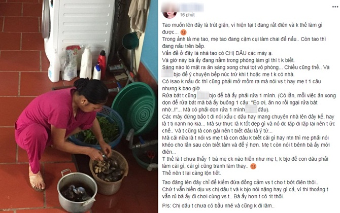 Nàng dâu mặc kệ mẹ chồng một mình làm việc nhà dù chẳng mang thai cũng không đi làm khiến chị em dậy sóng