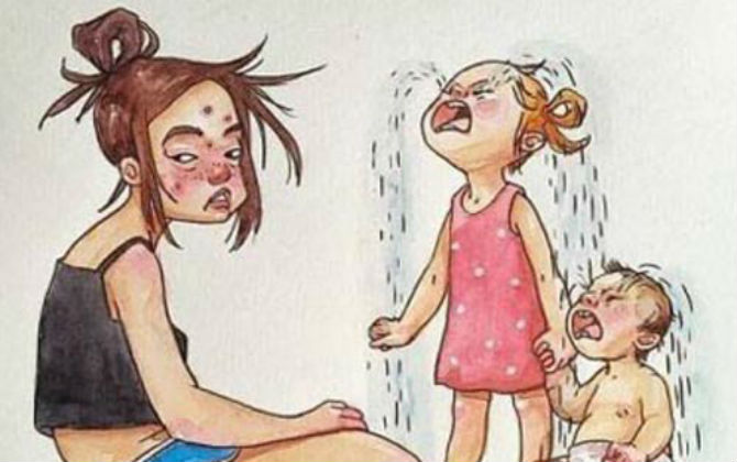 Hình ảnh lột tả sự vất vả đến mức muốn 'sập nguồn' của mẹ bỉm sữa, các ông chồng hãy biết chia sẻ với vợ để tránh stress triền miên