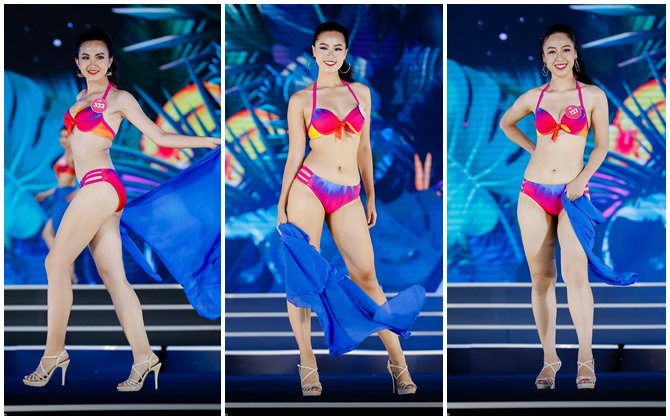 Ứng viên Hoa hậu Việt Nam lộ eo kém thon, đùi to khi thi bikini