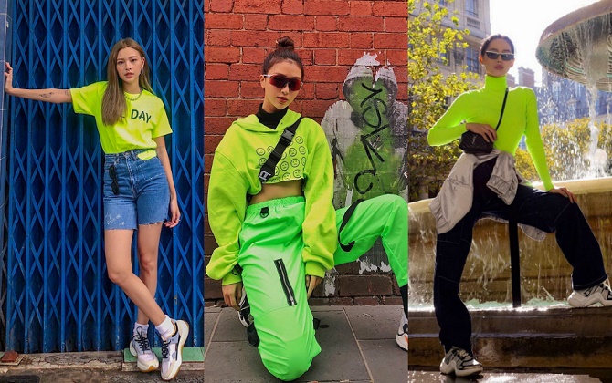 Chói sáng nhất trong bảng màu - xanh neon đẹp đến mức các fashionista Việt không thể bỏ qua