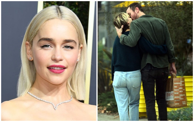 Bắt gặp "Mẹ Rồng" Emilia Clarke hôn đắm đuối bạn trai lớn tuổi trên phố