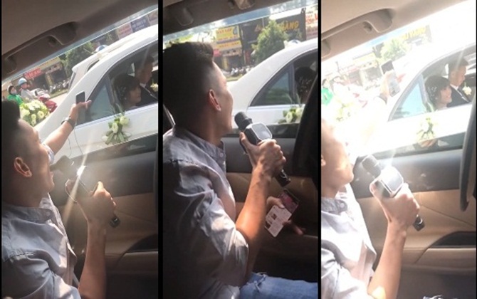 Thanh niên 'siêu lầy' bắt taxi đuổi theo xe dâu hát 'Vợ người ta' khiến cô dâu chú rể thốn ra mặt