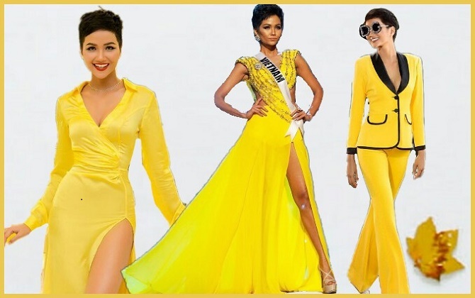 Có lẽ màu sắc may mắn này đã giúp H'Hen Niê lọt top 5 Miss Universe