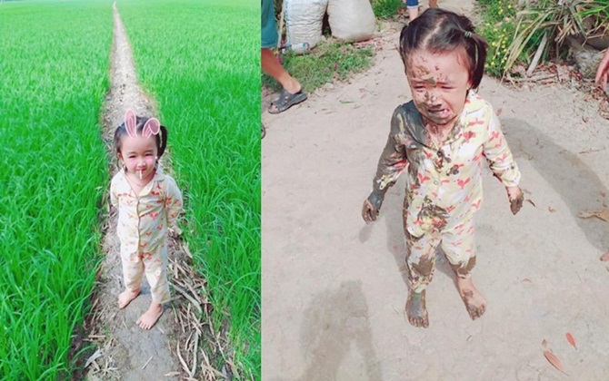 Bé gái siêu dễ thương nhọ nhất đầu năm 2019: Đang tạo dáng thì ngã luôn xuống vũng bùn