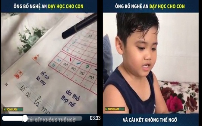 Cười ngất với kiểu học đánh vần siêu "sáng tạo" của cậu bé khi được bố dạy