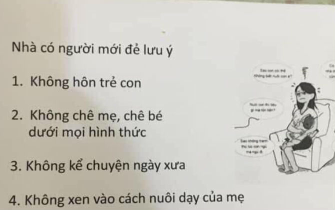 Sợ khách đến phạm phải những lỗi sai khi thăm bà đẻ, chủ nhà làm hẳn tờ giấy ghi mấy dòng mà cực kỳ đáng suy ngẫm