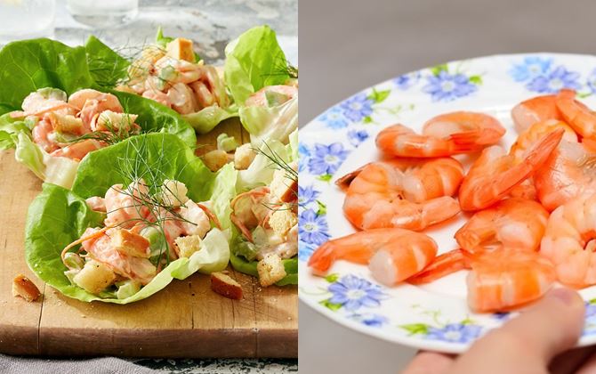 Lạ miệng xà lách cuộn tôm và bánh mì nướng giòn thơm đủ vị