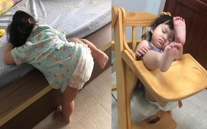 Bé 19 tháng ngủ bất chấp mọi tư thế, suốt 18 tiếng không cần dậy ăn