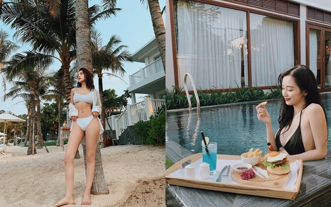 Học Jun Vũ, Chi Pu cách tạo dáng với bikini khi đi du lịch biển