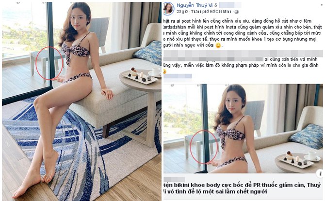 Đăng ảnh diện bikini khoe vòng 1 như sắp nổ không ngờ hot girl Thúy Vi lại bị 'bóc phốt' photoshop cong cả cửa