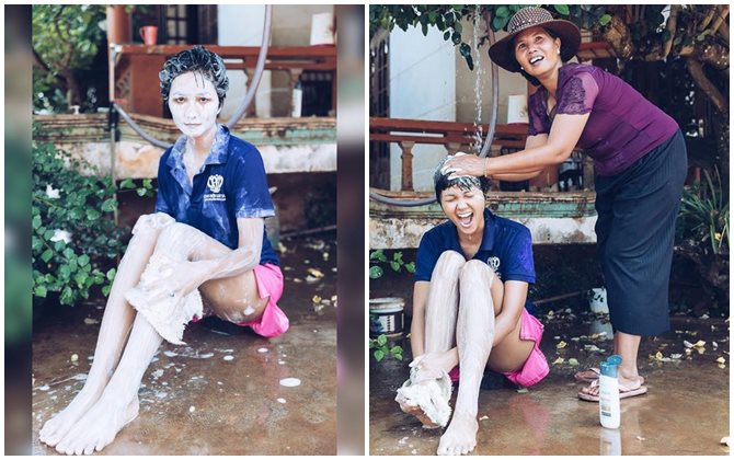 Đằng sau cảnh H'Hen Niê 'dọa ma' với người đầy bọt trắng là hình ảnh tuyệt vời nhất Ngày của Mẹ