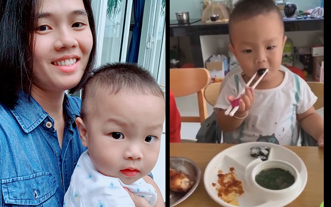 Mẹ Sài Gòn tập cho con 18 tháng dùng đũa thành thạo sau một tuần
