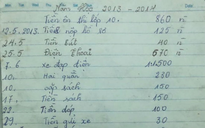 Bí mật khiến dân mạng bất ngờ trong cuốn sổ đã cũ sờn của mẹ, thế mới biết phụ huynh  phải vất vả thế nào để lo cho con bằng bạn bằng bè