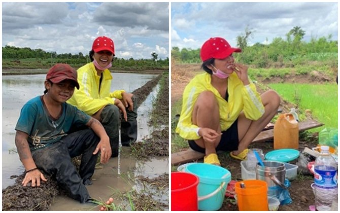 Rũ mác Hoa hậu, H'Hen Niê lội ruộng làm đồng, ăn cơm cá khô với biểu cảm khó đỡ nhất