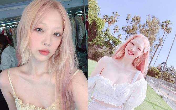 Sulli "chơi trội" để lông mày bạc phếch cùng màu tóc hồng, ai ngờ lại giống y chang ma cà rồng