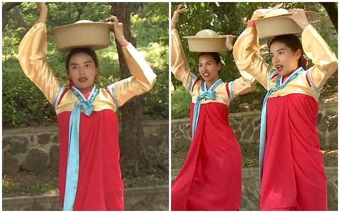 Vòng một siêu khổng lồ khiến Kỳ Duyên liên tục bị bung dải áo hanbok