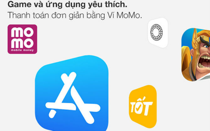 Ví Điện tử MoMo giờ đây có thể được dùng làm phương thức thanh toán cho
App Store và các dịch vụ Apple khác tại Việt Nam
