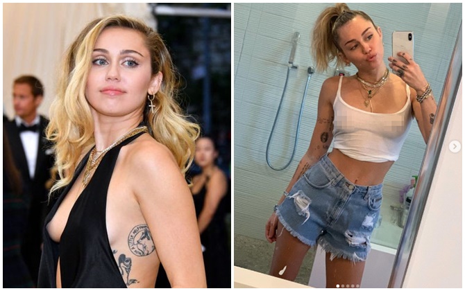 Miley Cyrus diện áo xuyên thấu, lộ nhũ hoa giữa lùm xùm đời tư